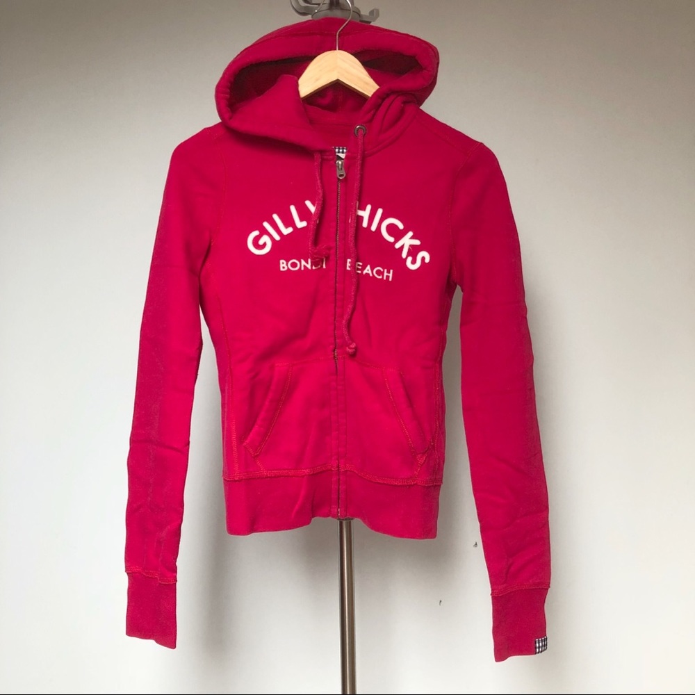 Gilly Hicks bright pink zip up hoodie